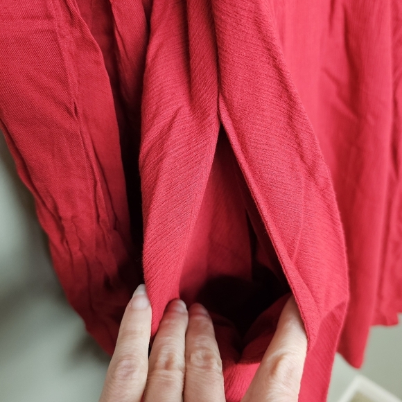 Lulus Make The Call Red Button-Up Long Sleeve Square Neck w Pockets Mini Dress S - Picture 12 of 15